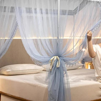 ciel de lit baldaquin princesse rose - moustiquaire forme cabane avec cadre solide | DreamyNest™